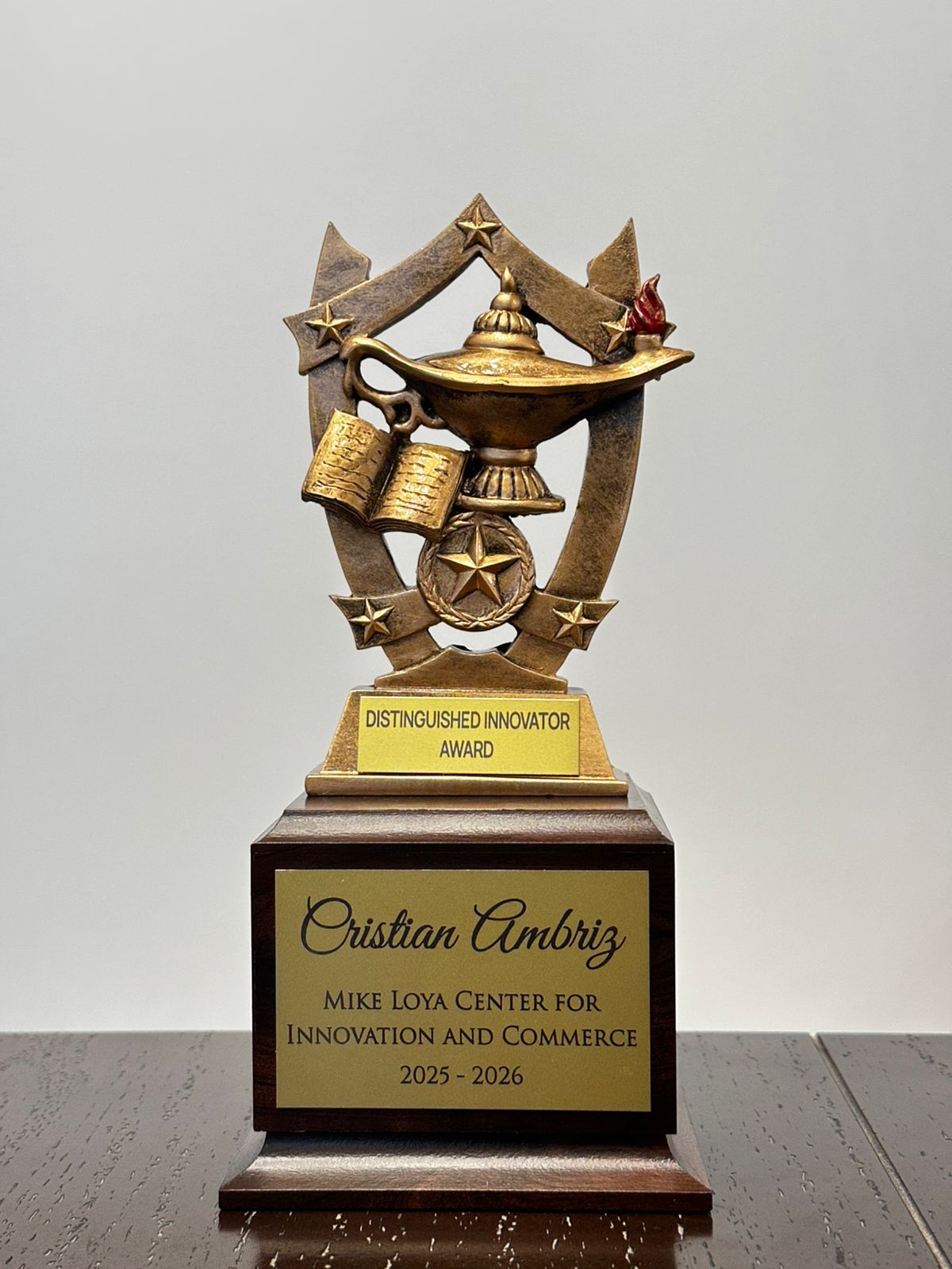 Distinguished Innovator Award trophy